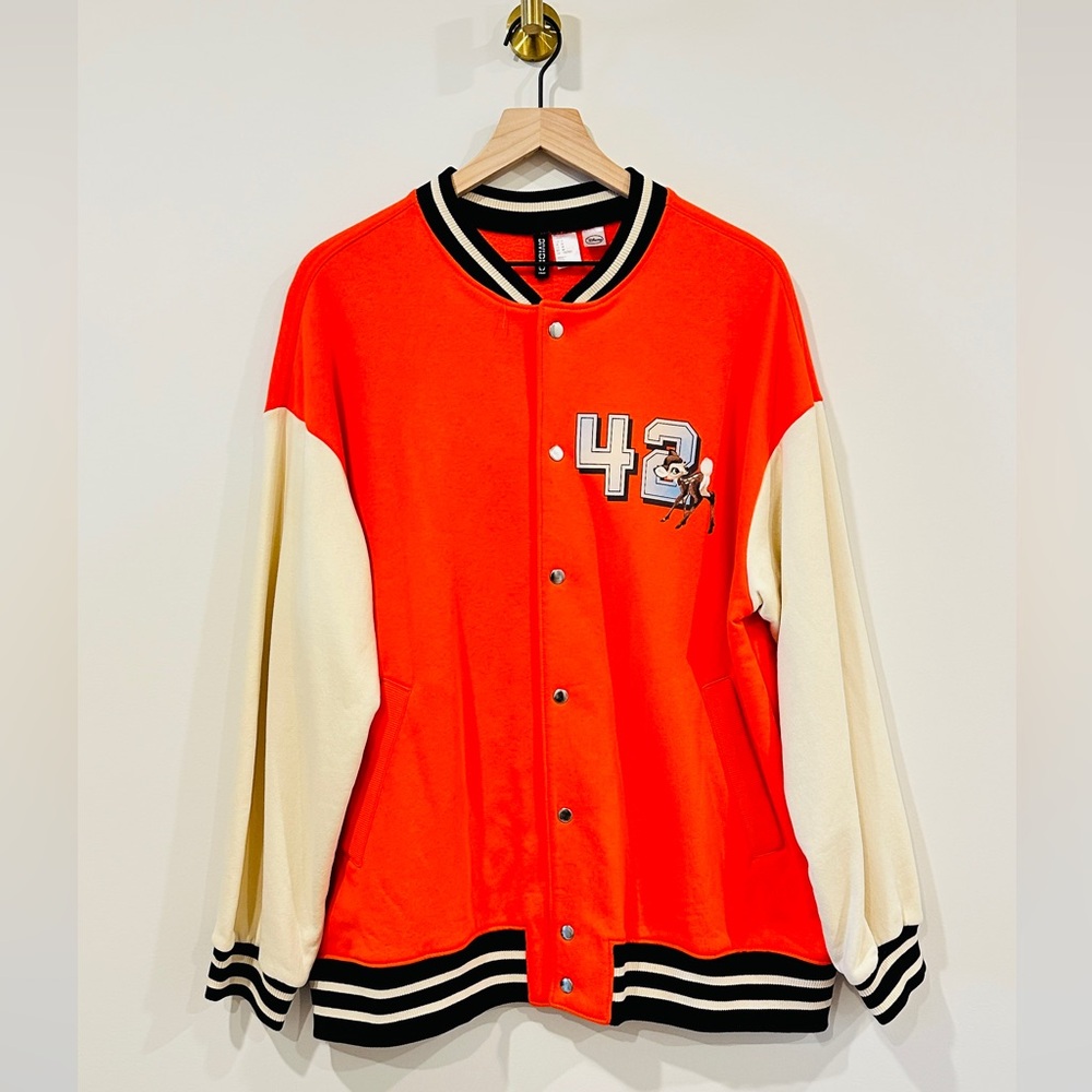 H&M Bambi Baseball Jacket Oversize Fit Size Medium NWOT